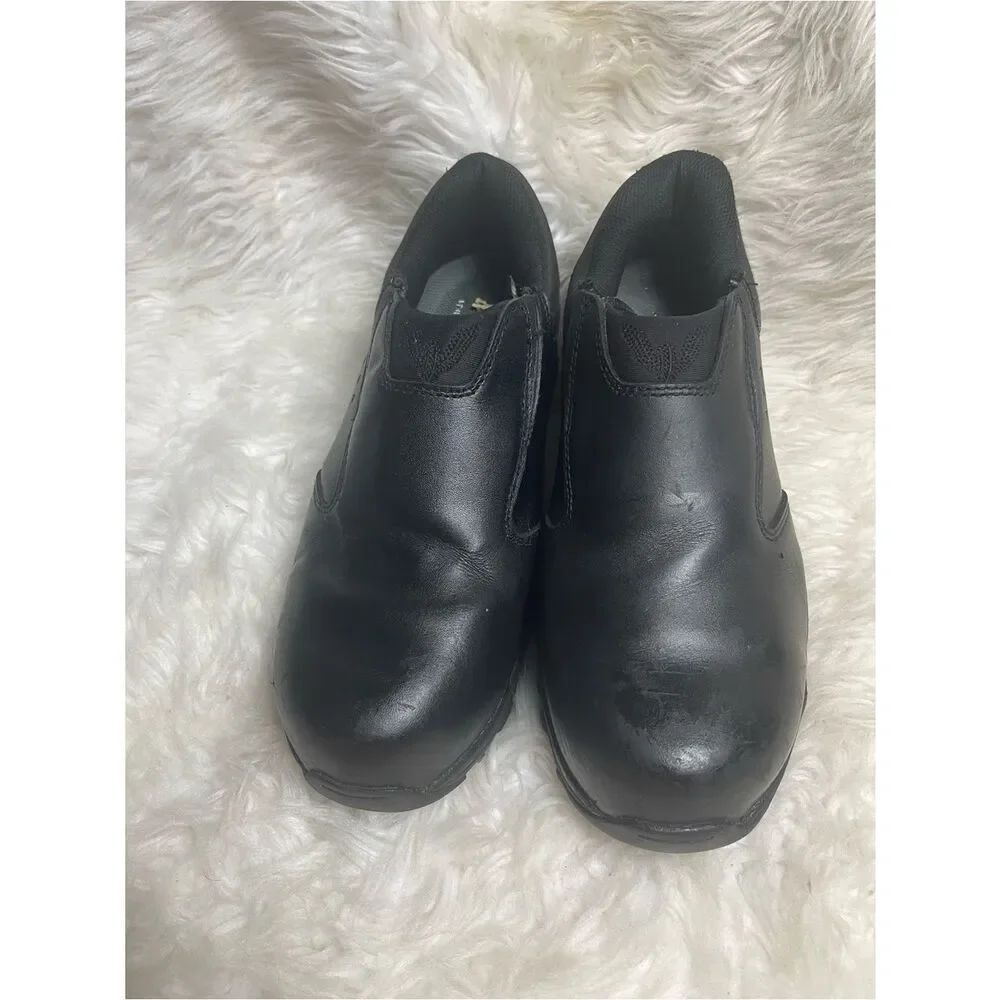 Unisex Thorogood ASR leather black slip on work loafer shoes Men SZ9M womenSZ11M